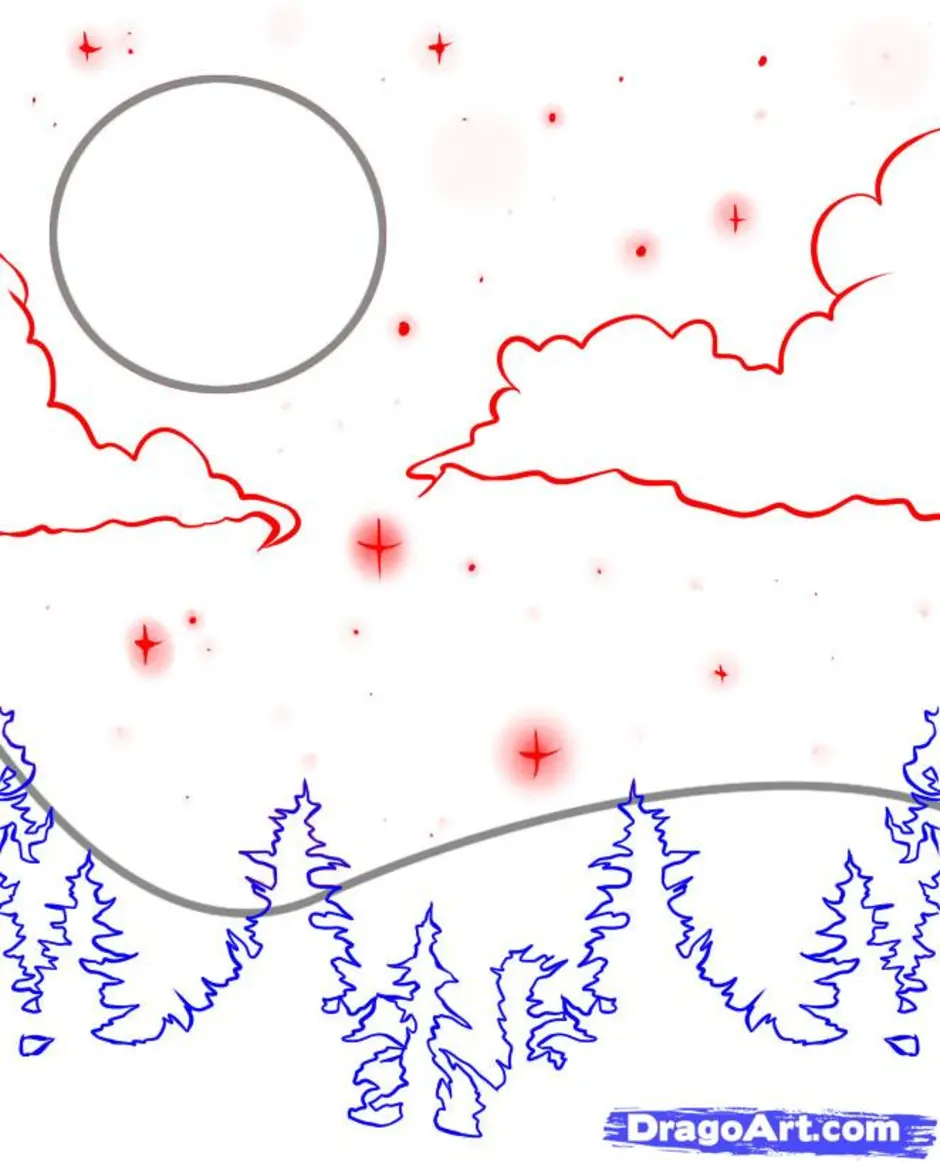 Как нарисовать ночное небо карандашом