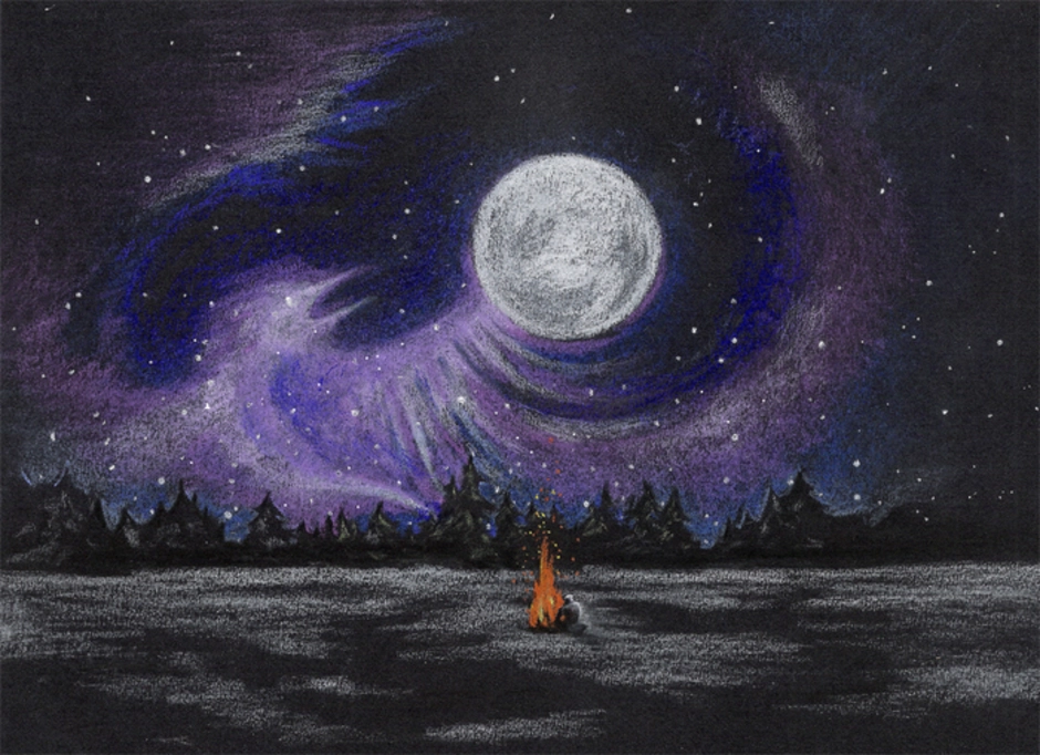 Космос пастелью. Картина ночь. Рисование звездное небо. Ночной пейзаж рисунок. Ночное небо пастелью.