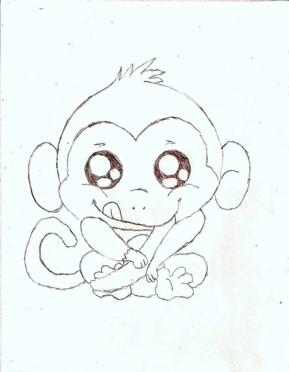 Рисунок обезьяны карандашом для срисовки
