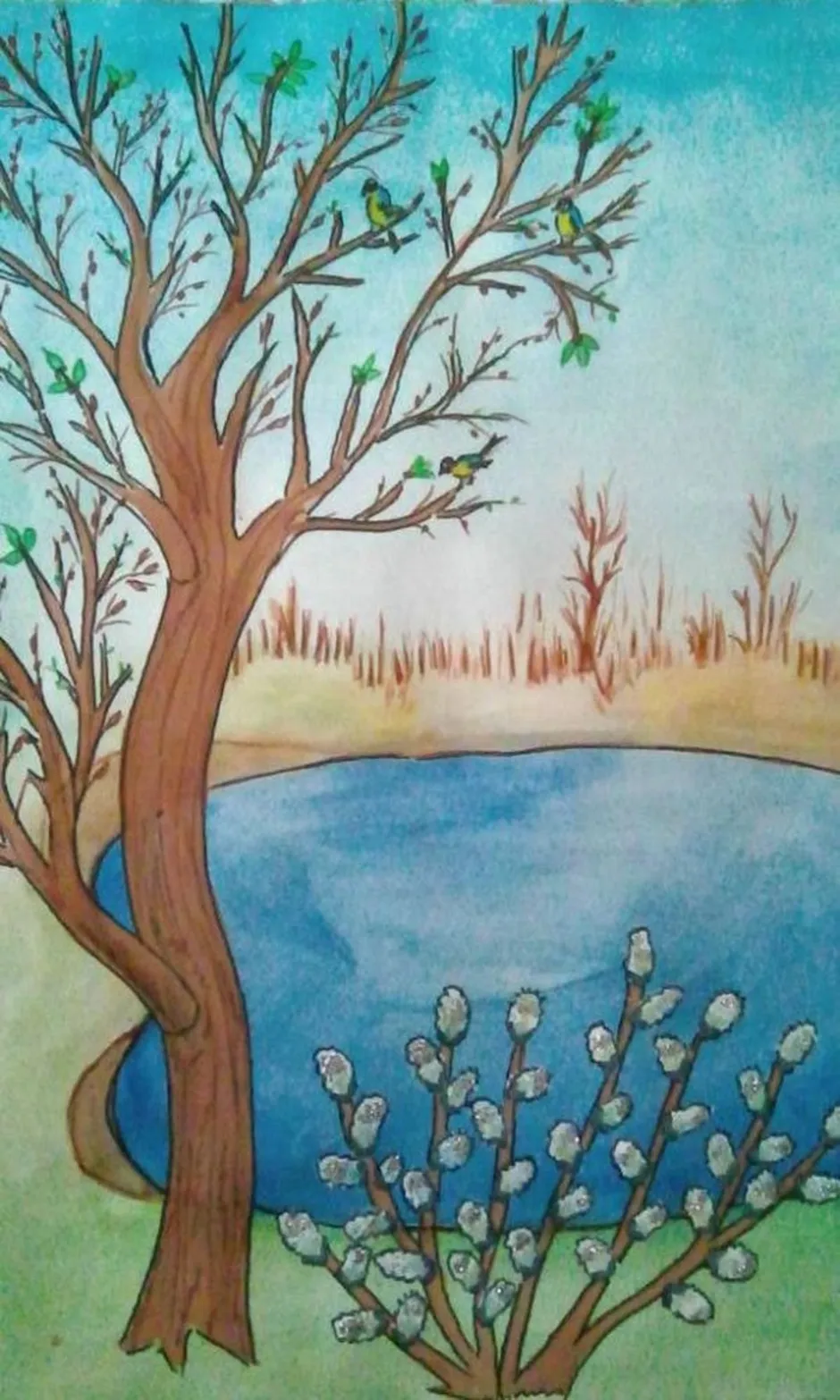 Весенние картинки для срисовки. Вена рисунок. Рисование деревья весной.