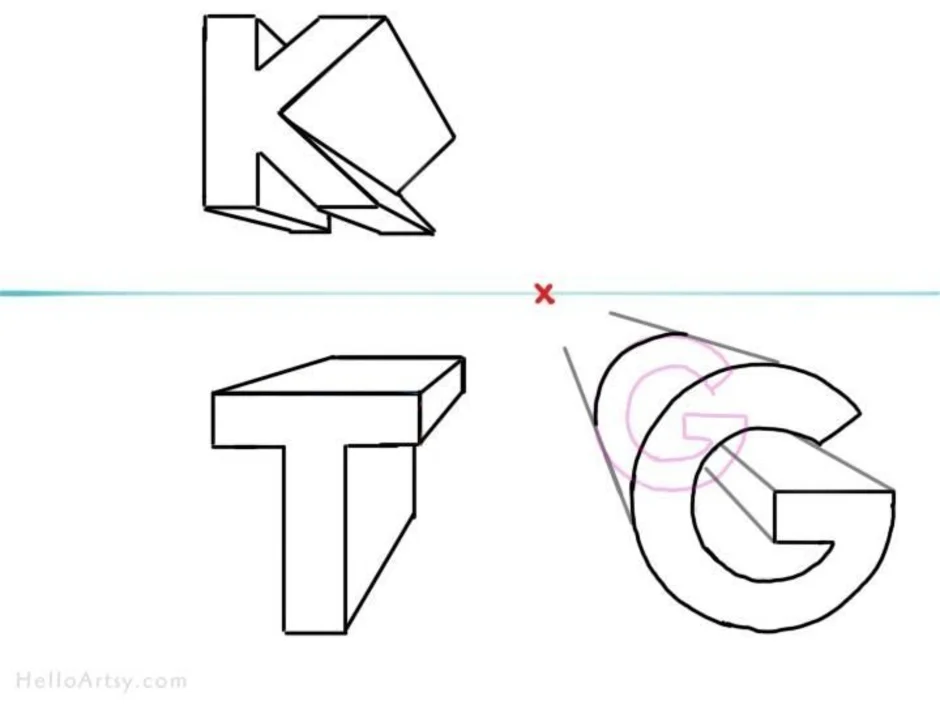 Как нарисовать буквы в перспективе