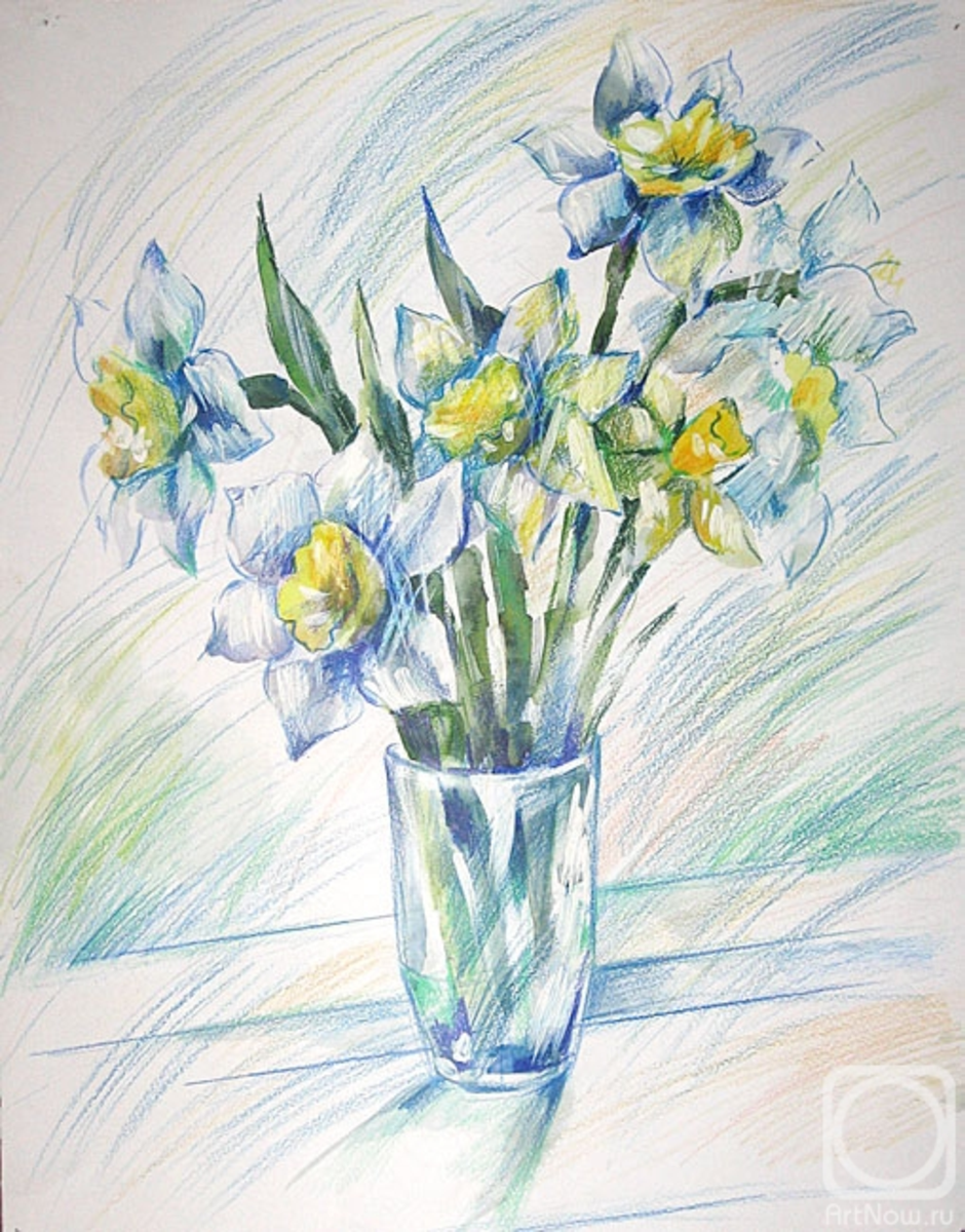 Рисуем весенний букет. Цветы в вазе акварелью. Рисование с натуры весенних цветов. Цветы цветными карандашами. Букет цветов цветными карандашами.