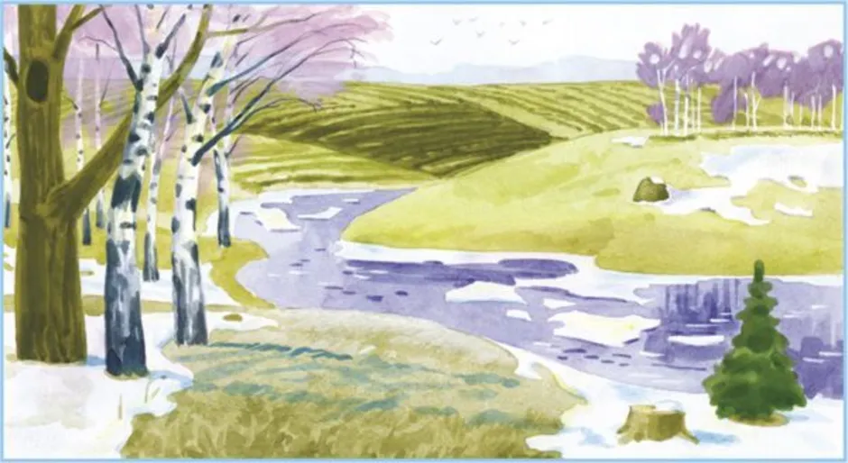 Рисунок к стихотворению на лугу. Veseniy PIZAJ dlya detim. Весенний пейзаж для детей. Рисование весеннего пейзажа. Пейзаж 3 класс.