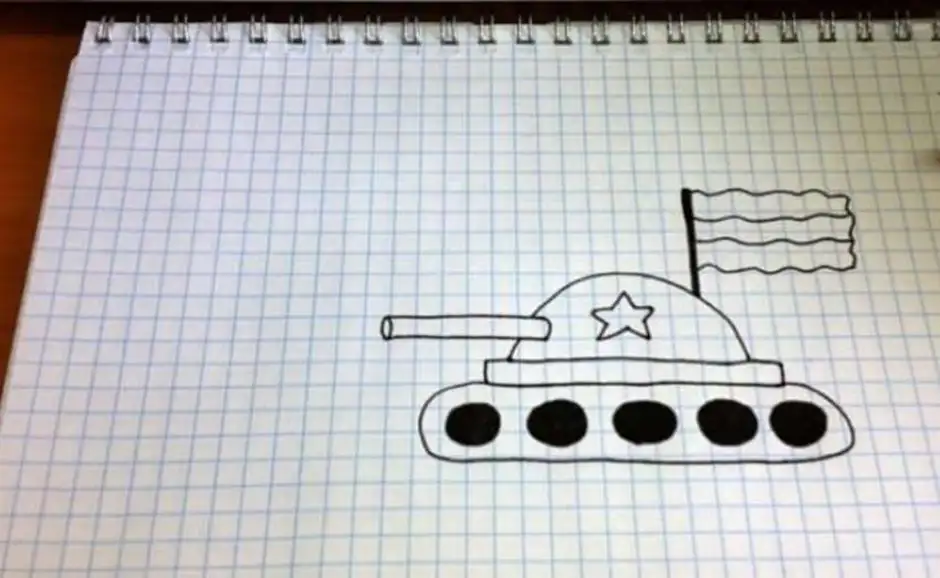 Рисунки в тетради ручкой танк