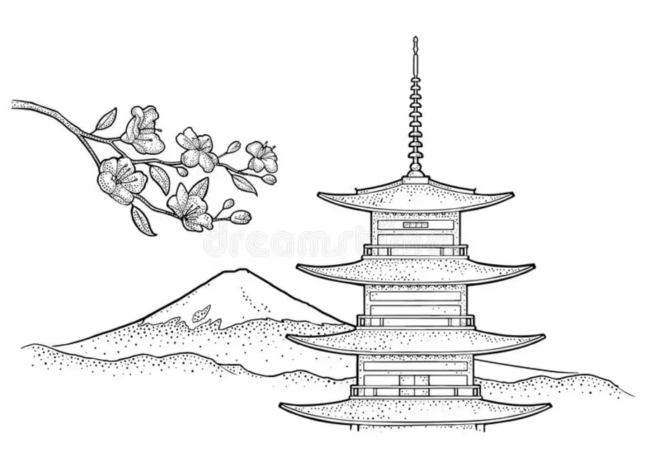 Японская пагода рисунок 4 класс