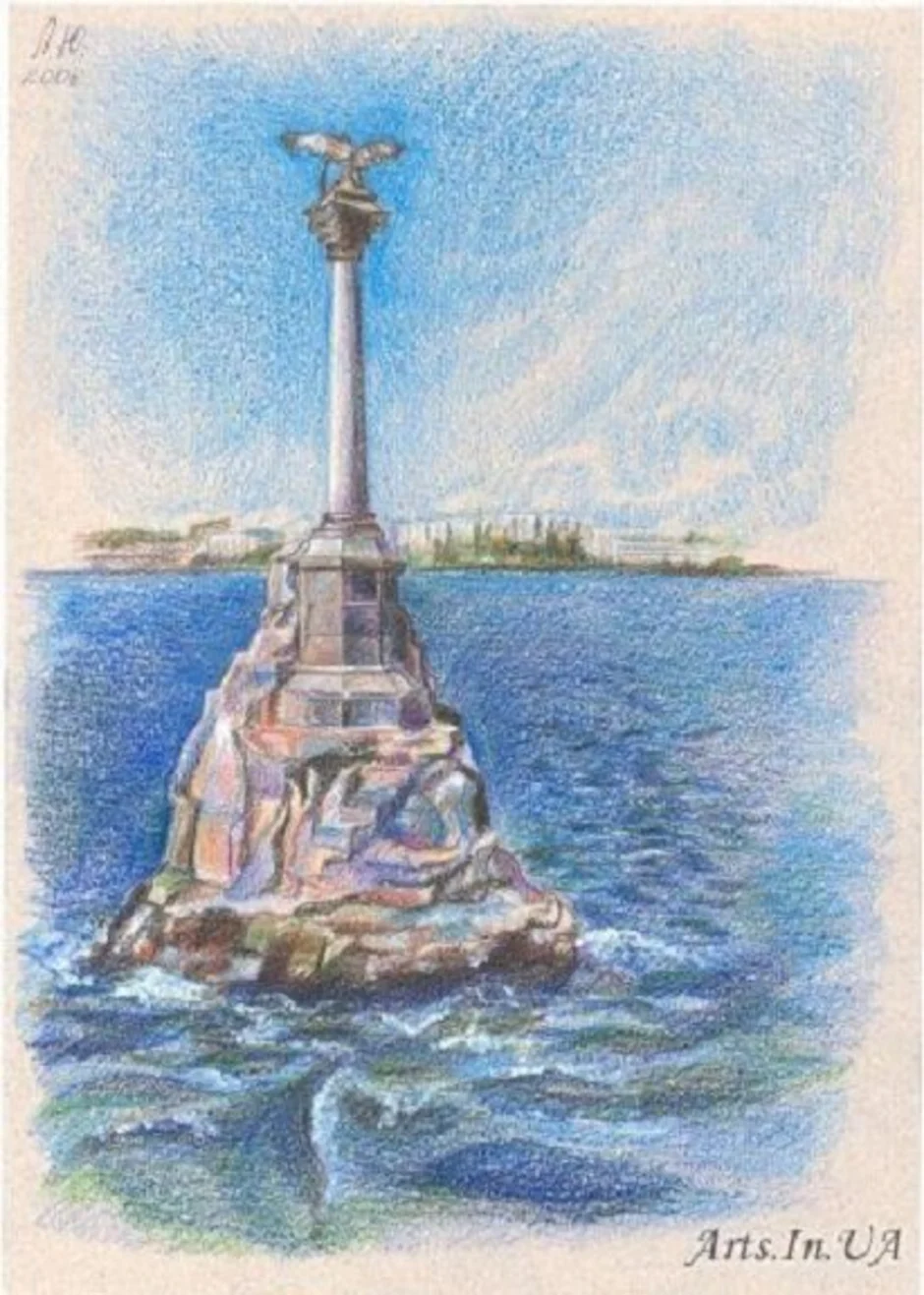 Памятник затопленным кораблям севастополь гравюра