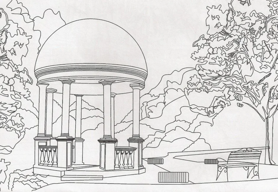 Рисунок карандашом уголок парка