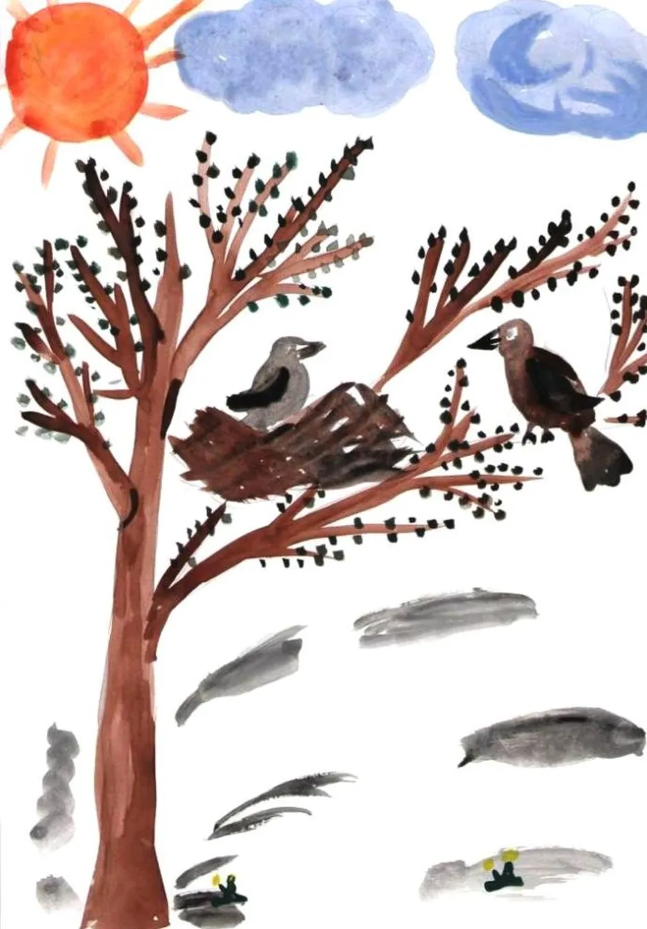 Рисование птицы прилетели старшей группы