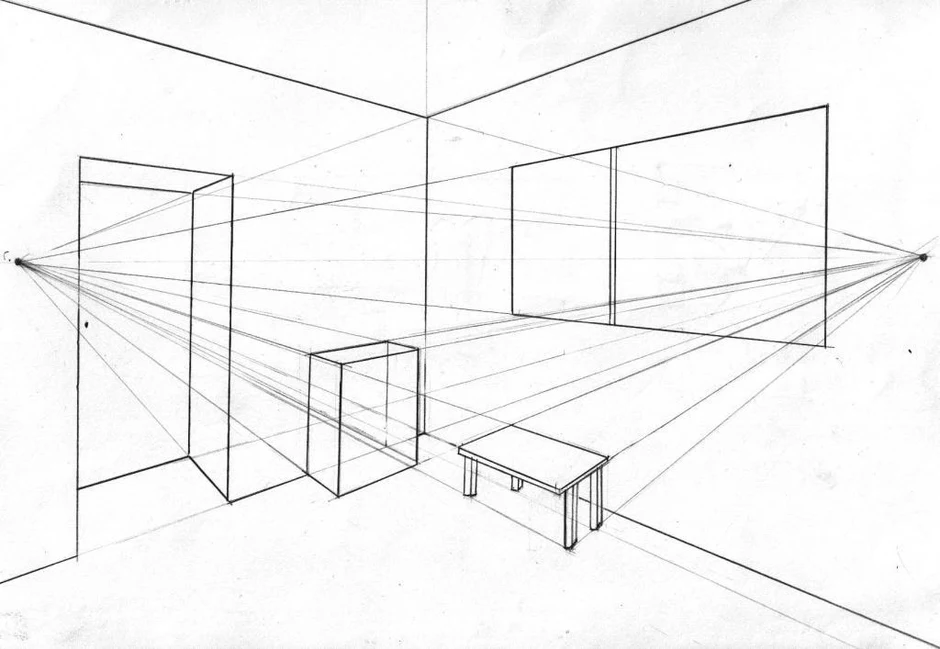 Рисунок предмета интерьера в перспективе