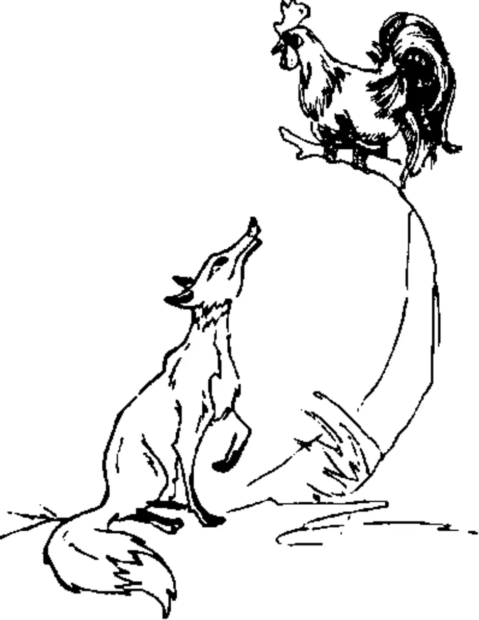 Петух собака и лиса сказка. Собака петух и лиса Ушинский. Петух и собака. Петух и собака раскраска. Иллюстрация к сказке петух и собака.