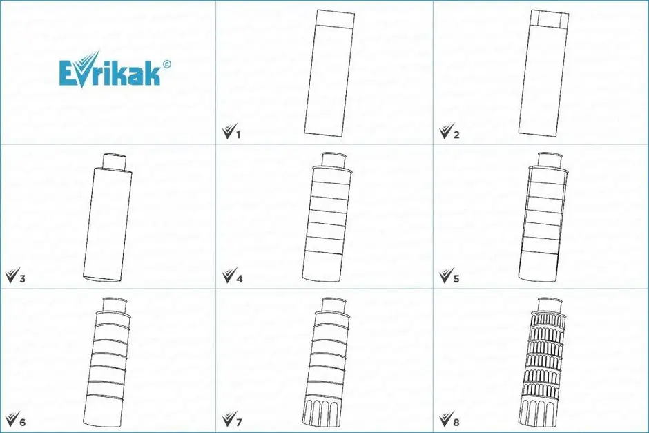 Нарисовать пизанскую башню карандашом поэтапно