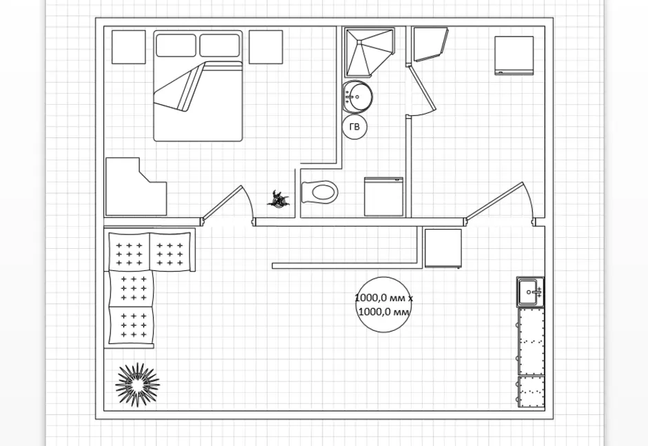 План квартиры на миллиметровой бумаге