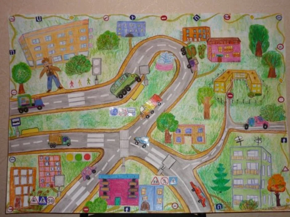Третий класс дорог. План города для детей. Рисование дорога в детском саду. Безопасный путь в детский сад. Дорога на ватмане для машинок.