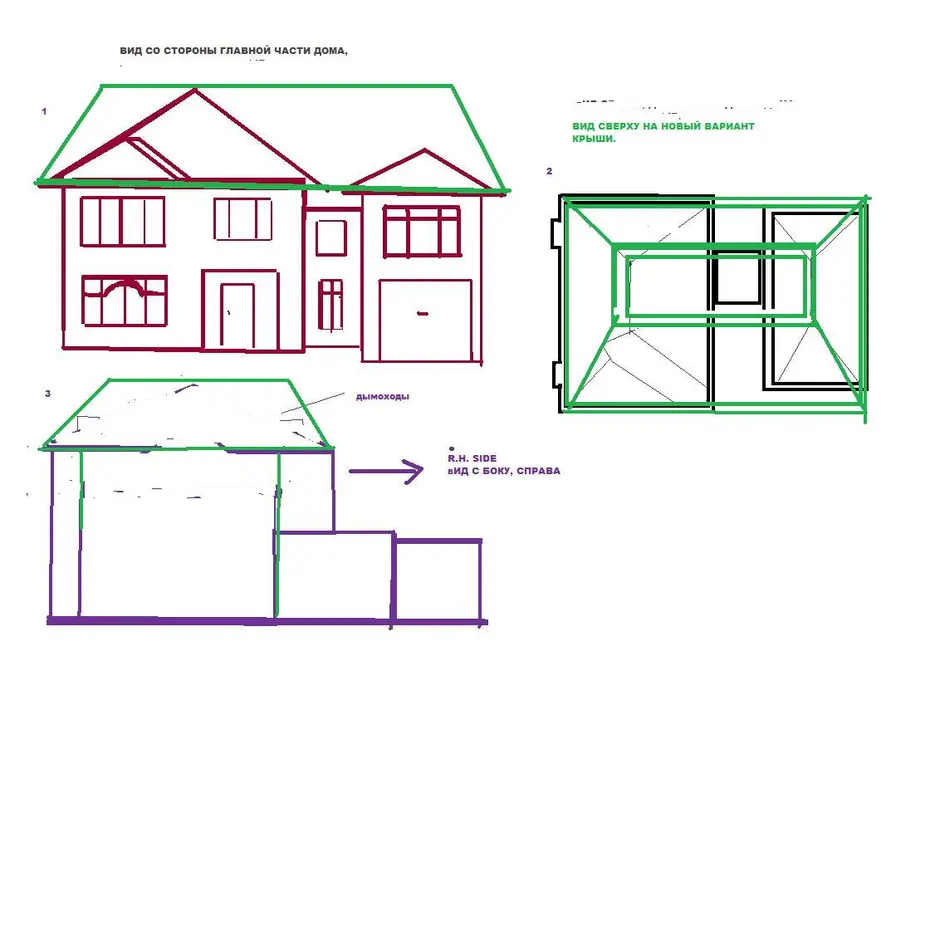 Чертеж дома вид сбоку