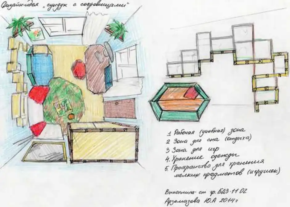 План детской комнаты с мебелью вид сверху рисунок для школьников