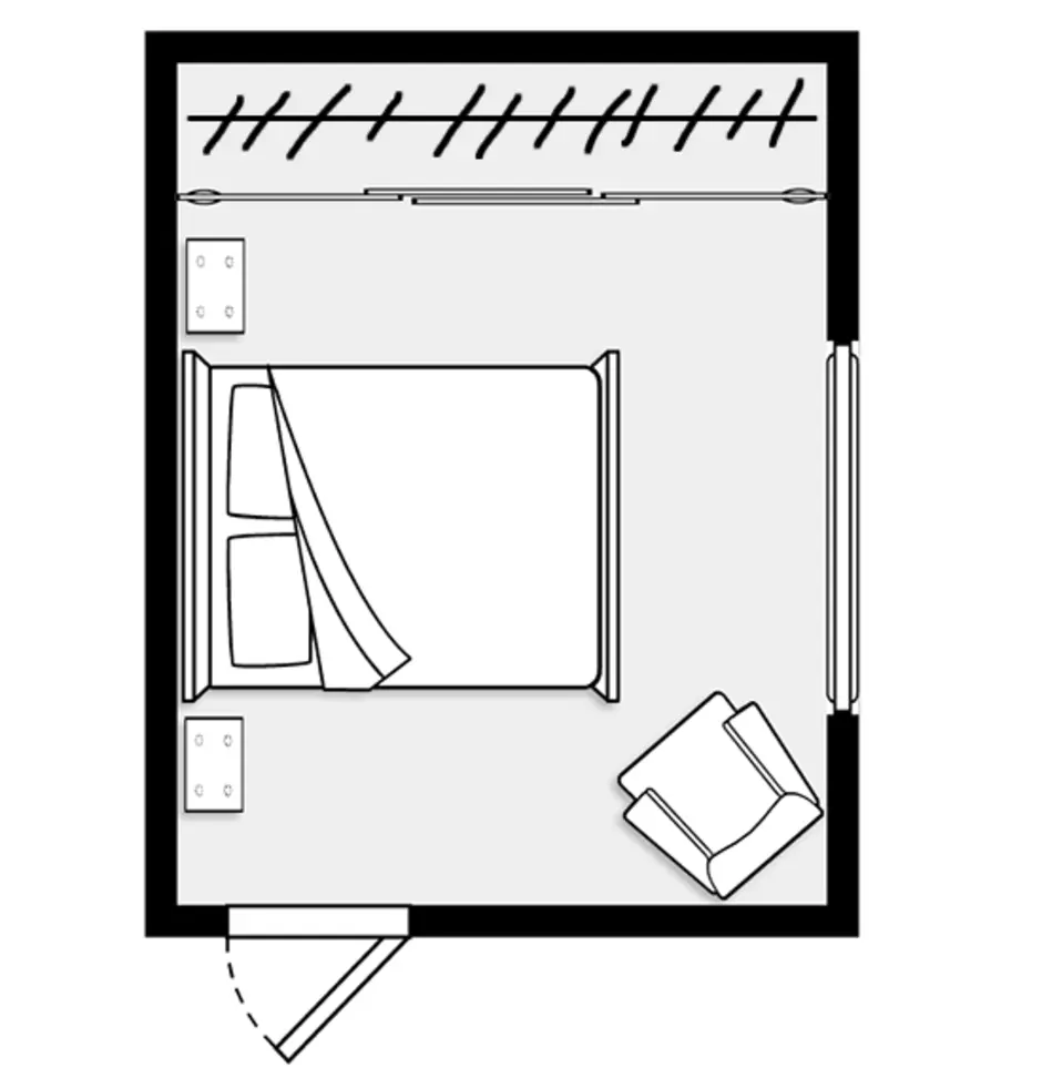 Схема спальни с мебелью вид сверху
