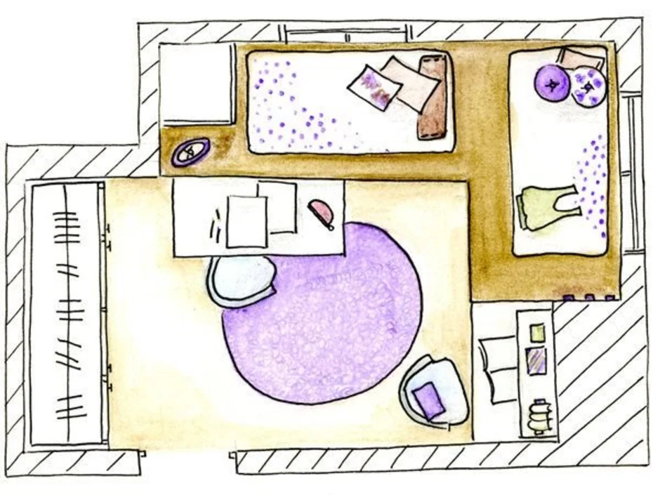 Изобразить план комнаты. Планировка детской комнаты план. План комнаты с мебелью. План детской комнаты сверху. План комнаты с мебелью вид сверху.