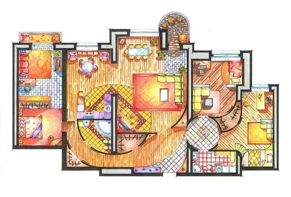 Функциональная планировка своего дома. Архитектурная планировка своего жилища. План квартиры. Цветной план квартиры. Архитектурный план комнаты.