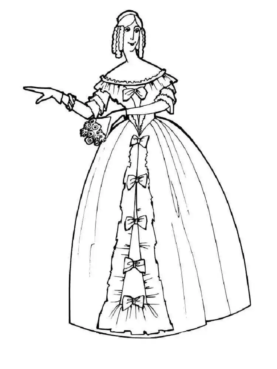 Рисунок 5 класс барокко. Эскиз исторического костюма. Платье раскраска для детей. Бальное платье раскраска. Исторический костюм раскраска.