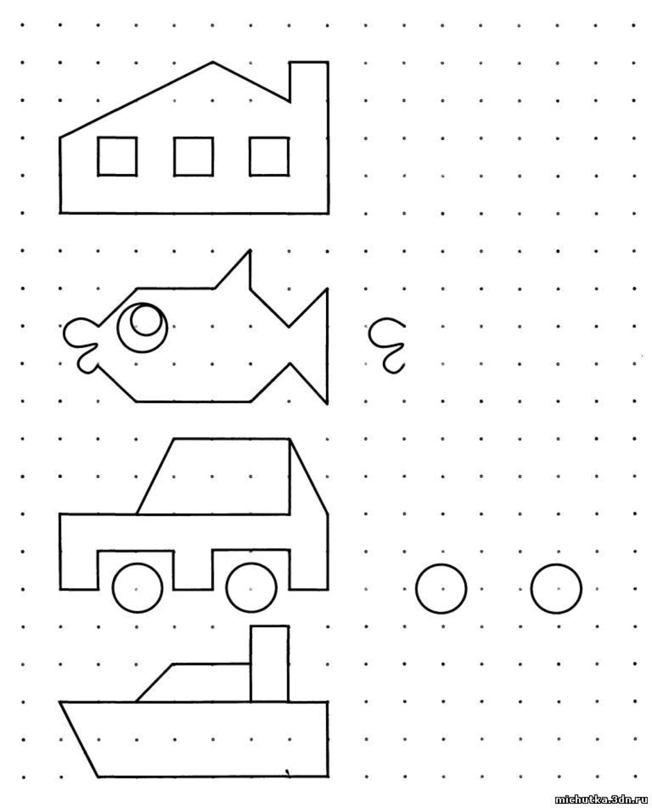 Повтори рисунок по точкам для дошкольников 6 7 лет задания распечатать