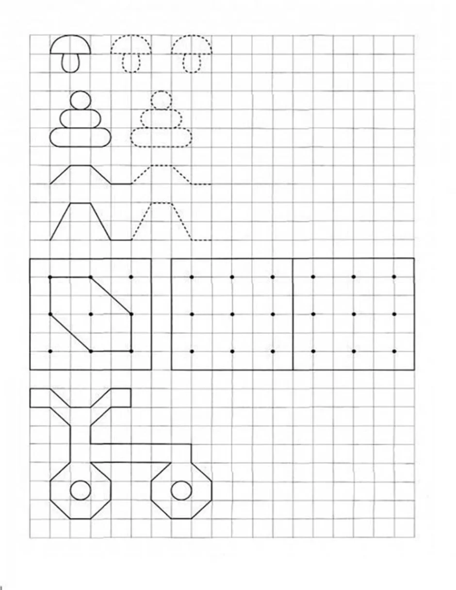 Повтори рисунок по клеточкам для дошкольников