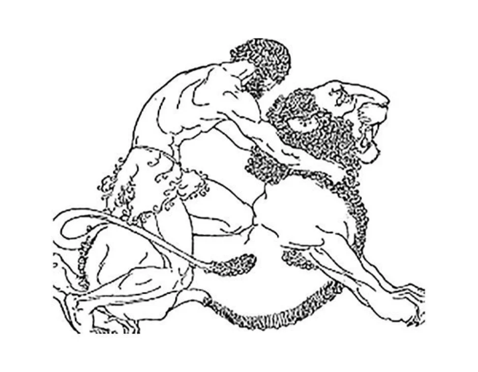 Критский бык 12 подвигов Геракла Геракла - рисунок в векторном формате