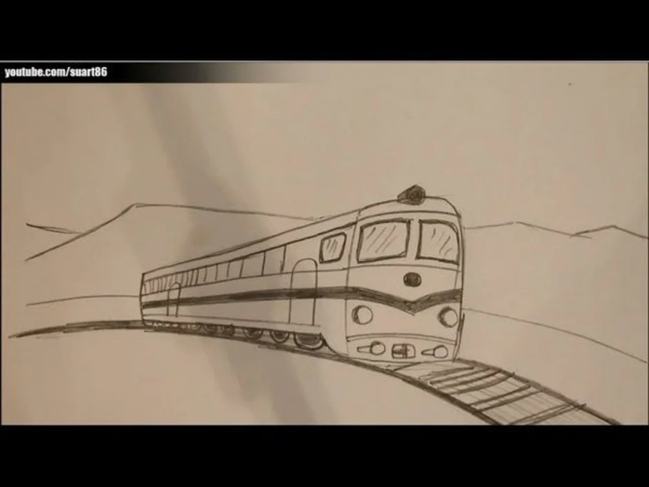 Train draw. Поезд несложный рисунок. Поезд рисунок карандашом для срисовки. Поезд рисунок легкий. Поезд в перспективе.