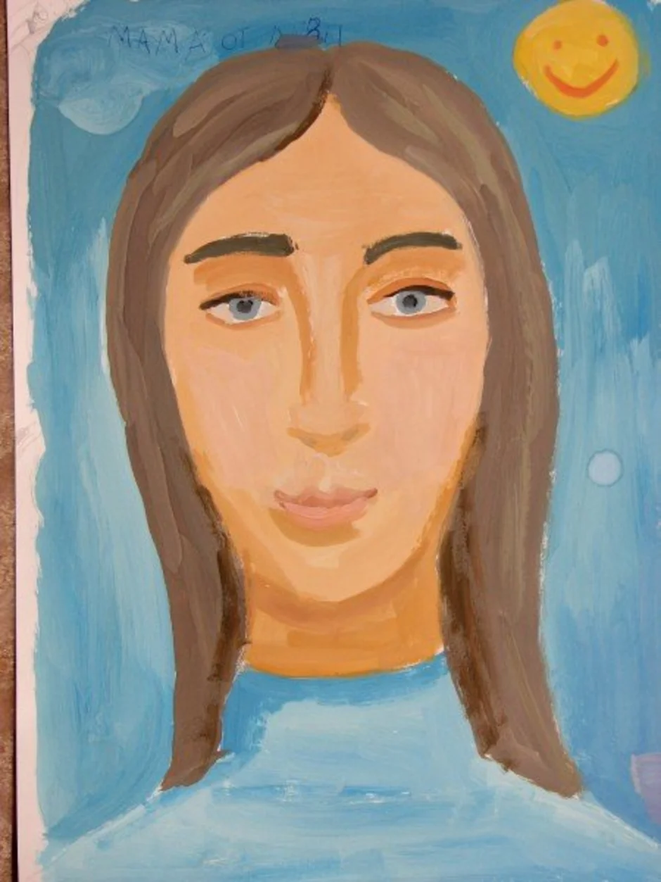 Рисуем портрет красками 3 класс. Портрет мамы. Портрет мамы гуашью. Автопортрет для детей. Рисунок для мамы.