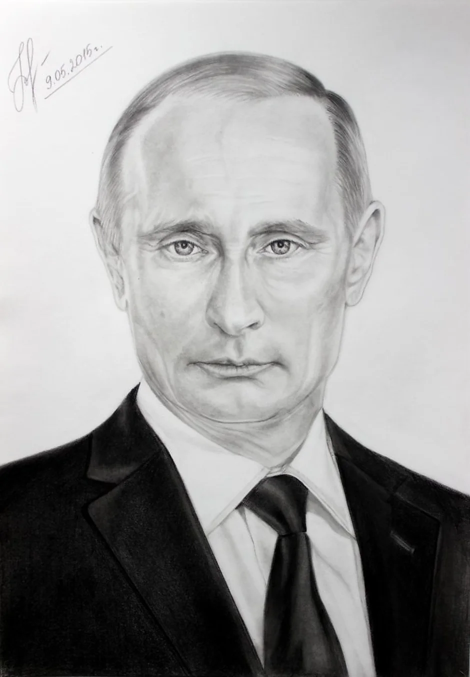 Рисунок путина черно белый