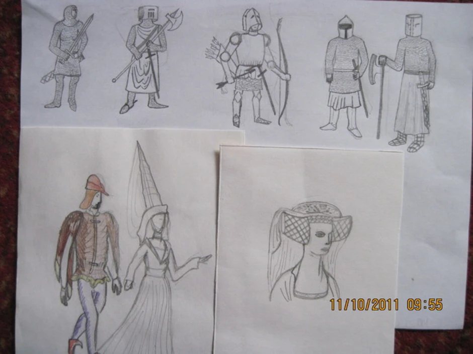 Рисунок средневековья 5 класс. Одежда средневековья изо. Детский рисунок на тему средневековья. Одежда средневековья рисунки. Средневековый костюм рисунок.