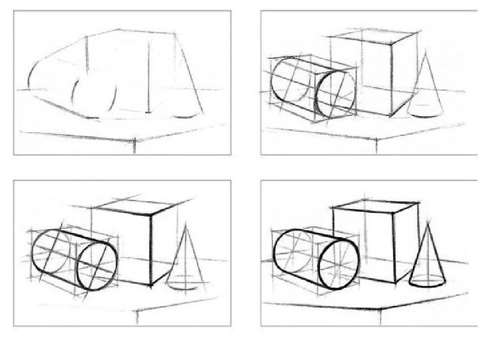 Рисунок натюрморт из трех геометрических тел формат а3 техника выполнения карандашная графика