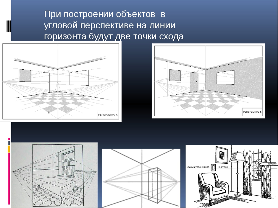 Угловая перспектива комнаты рисунок