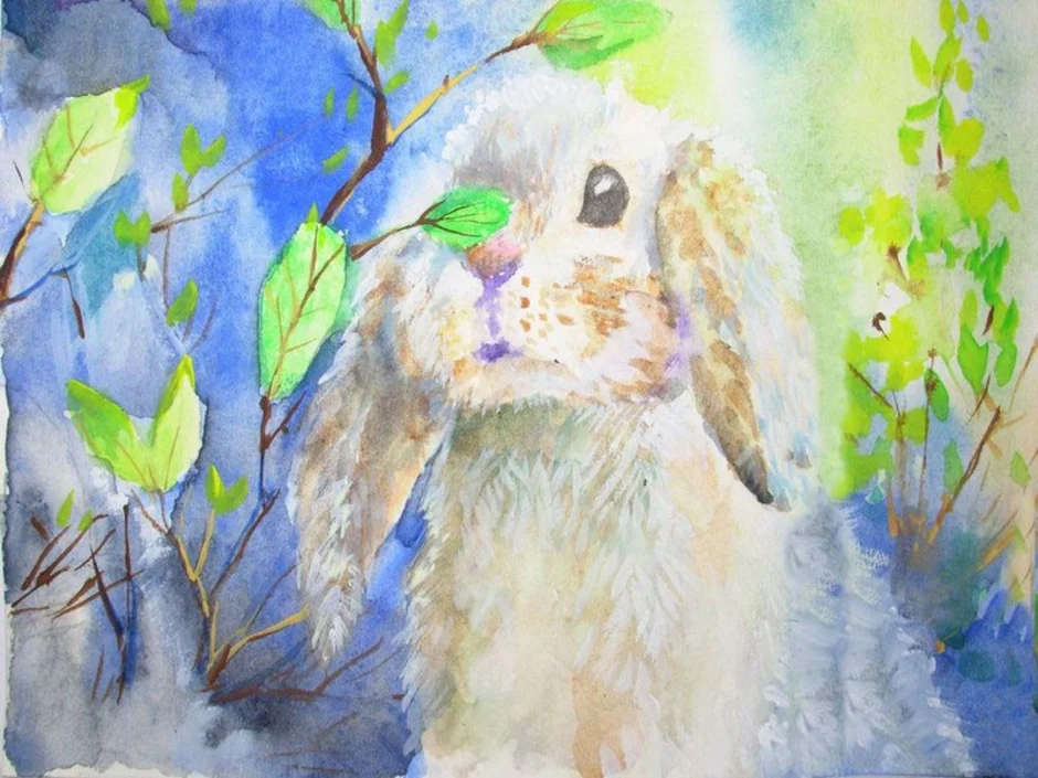 Кролик акварель картины