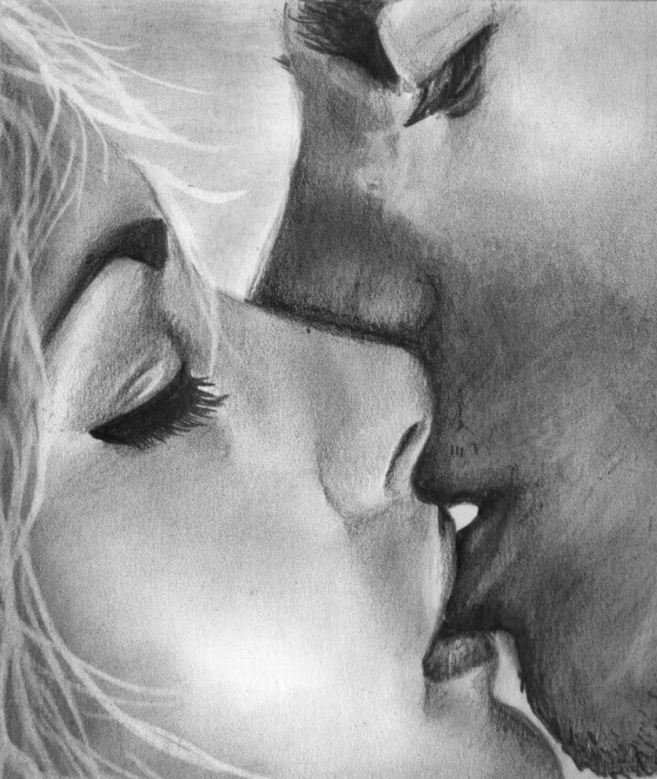 Мужчина не целует в губы. Поцелуй рисунок. Красивый поцелуй. Поцелуй карандашом. Страстные рисунки.