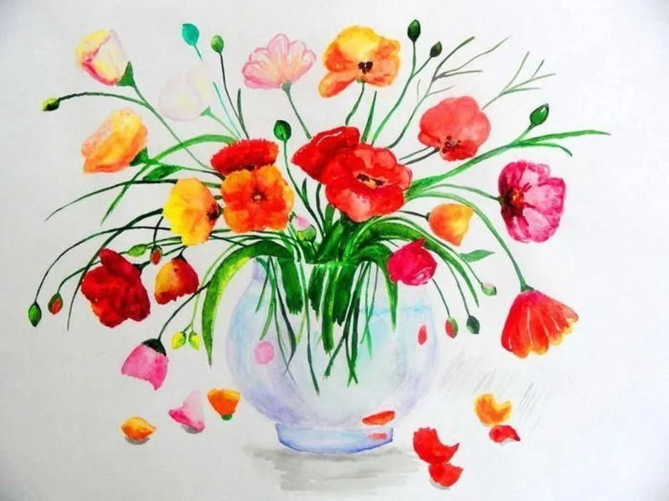 Рисуем весенний букет. Рисование цветов. Рисование букет цветов. Рисование весенний букет. Цветы для рисования.