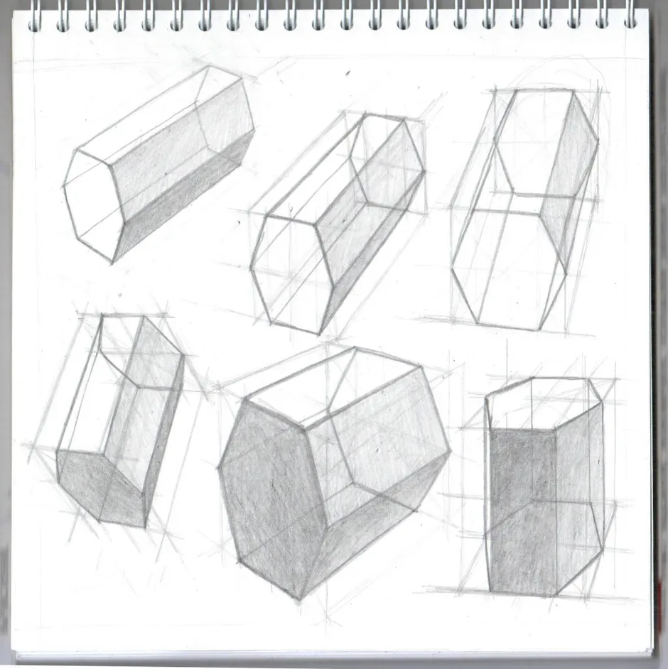 Шестиугольная призма рисунок построение