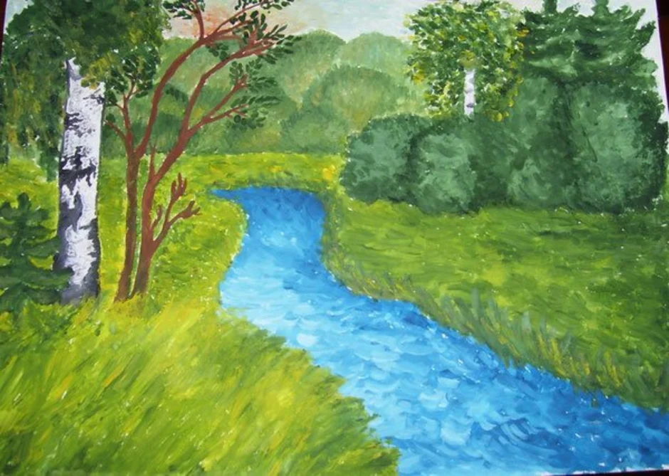 Рисунок леса реки. Пейзаж 3 класс. Пейзаж родного края. Рисунок на тему природа. Мой любимый уголок природы.