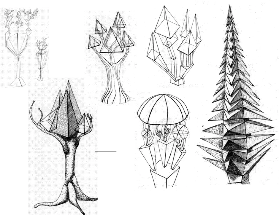 Природные объекты рисунок. Стилизованные формы деревьев. Стилизация природной формы в архитектуре. Рисование природных форм. Стилизованные природные формы.