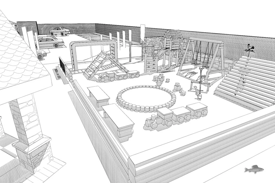 Детская площадка рисунок перспектива