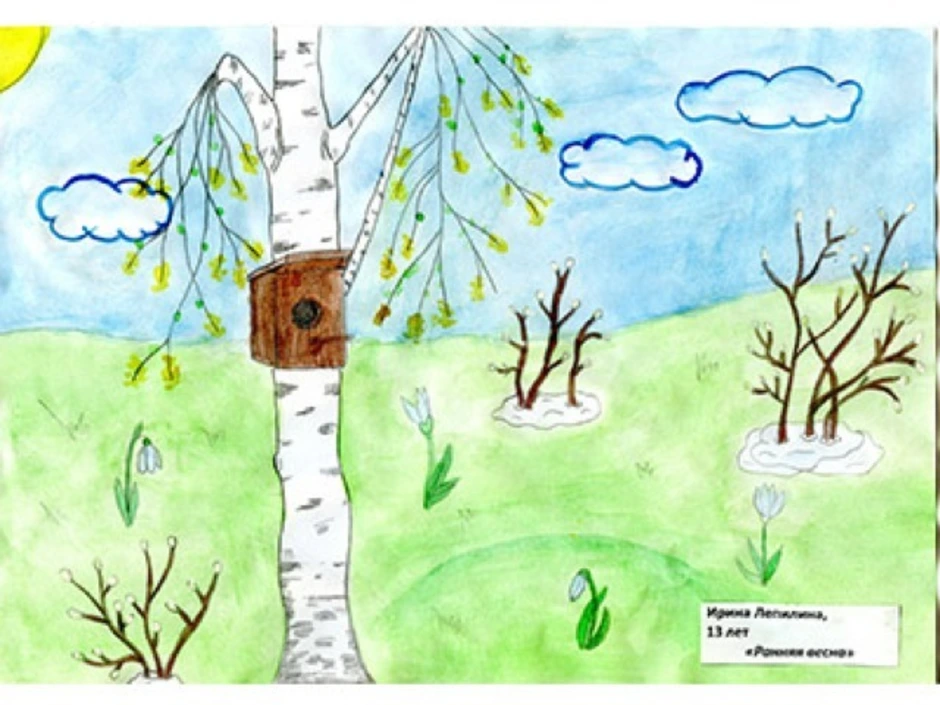 Рисуем март 3 класс. Рисунок на весеннюю тему. Весенний пейзаж для детей.