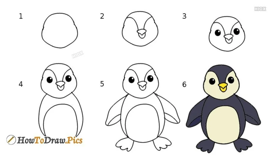 Пингвин пошаговое рисование