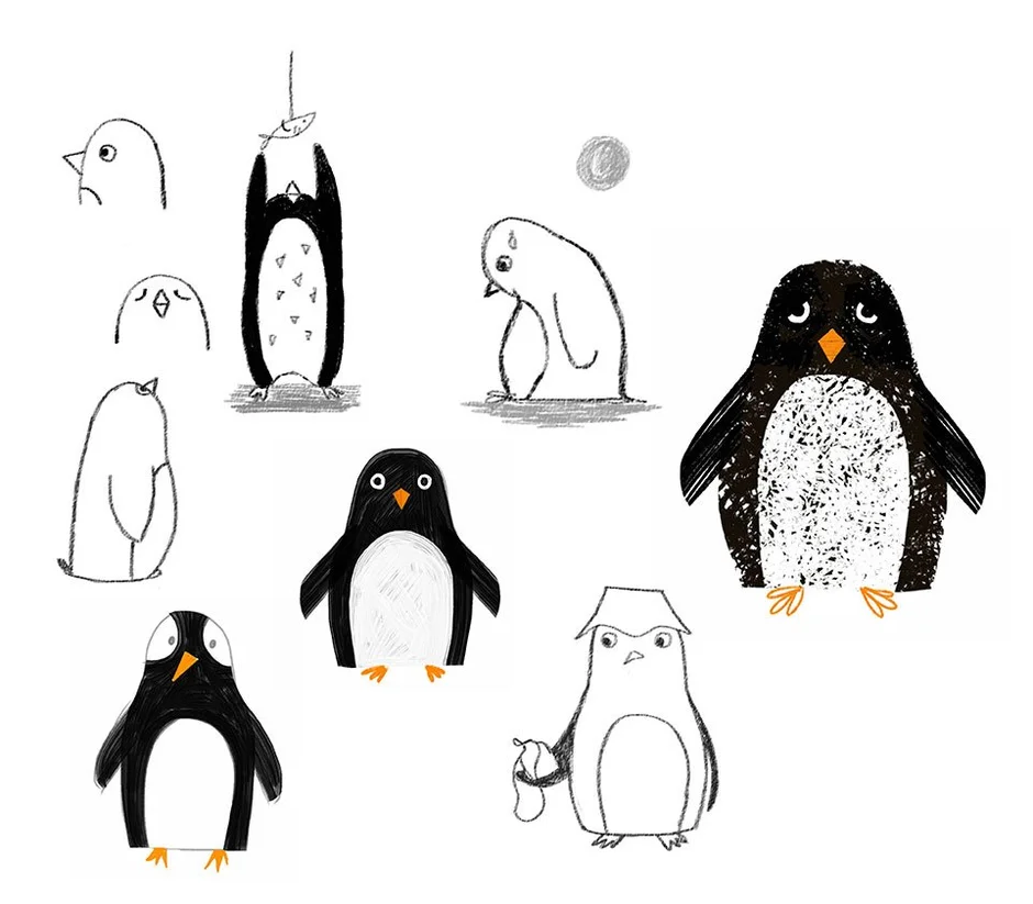 Пингвин рисунок легкий