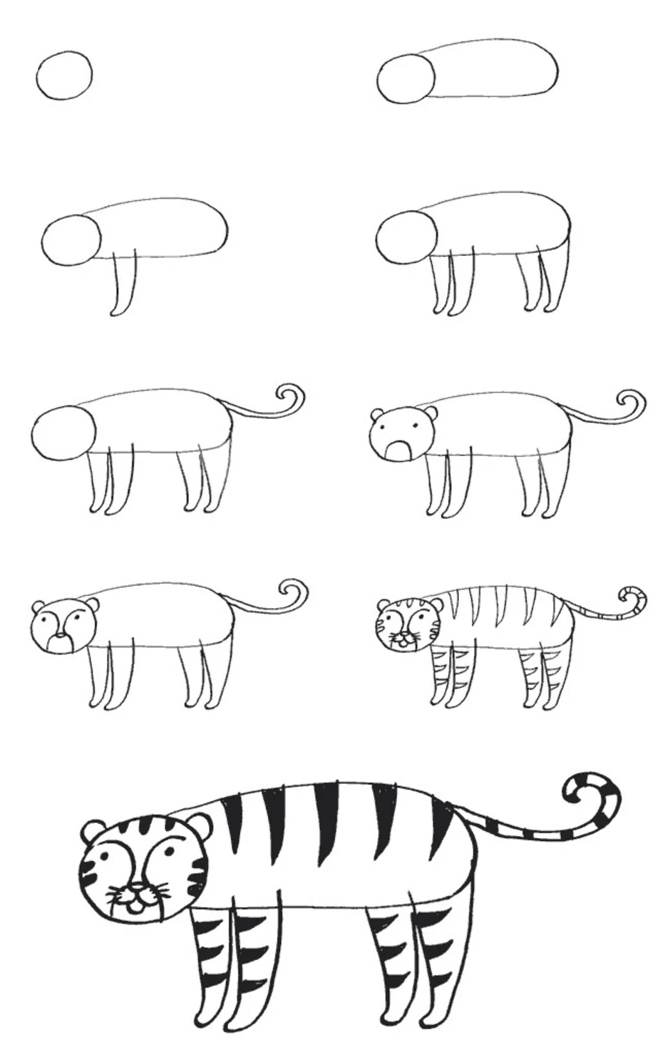 Тигр рисунок карандашом для начинающих