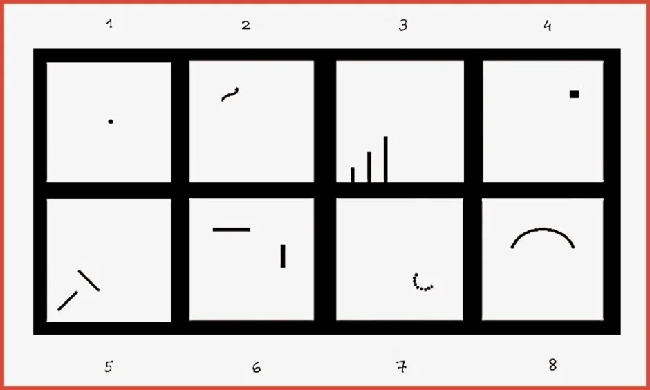 Тест психологический дорисовать картинки 8 квадратов