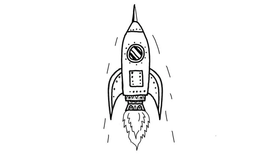 Картинка раскраска ракета для детей на прозрачном фоне