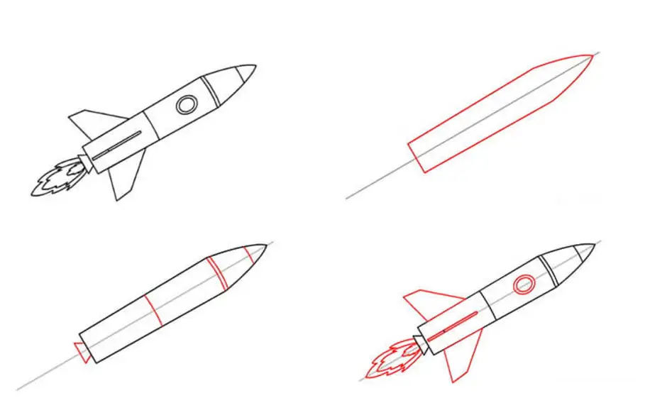 Рисунок ракеты пошагово