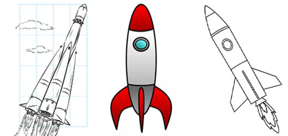 Как нарисовать ракету простым карандашом