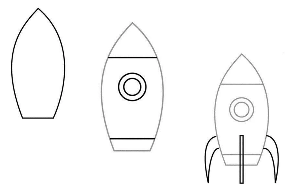 Покажи как нарисовать ракету. Ракета рисунок для детей. Поэтапное рисование ракеты. Поэтапное рисование ракеты для детей. Ракета рисунок для детей карандашом.