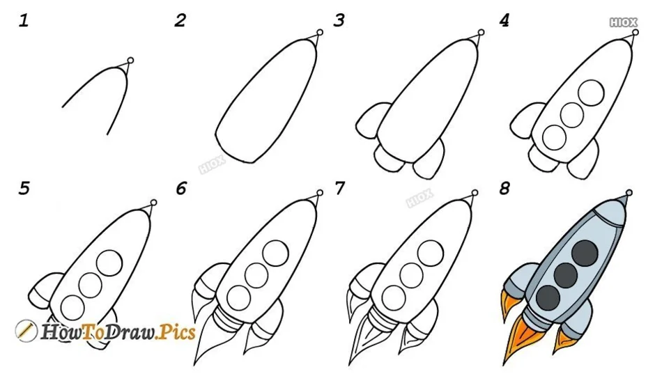 Как нарисовать ракету поэтапно
