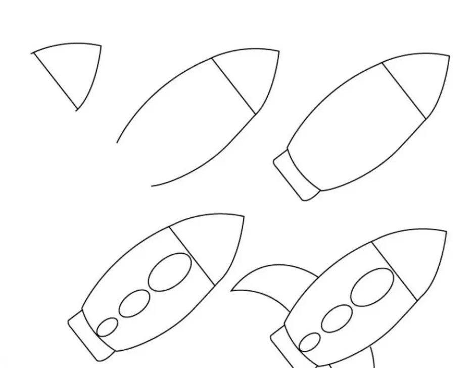 Аппликация ракета старшая группа шаблон. Поэтапное рисование ракеты. Поэтапное рисование ракеты для детей. Пошаговое рисование ракеты для малышей. Поэтапное рисование ракеты для дошкольников.